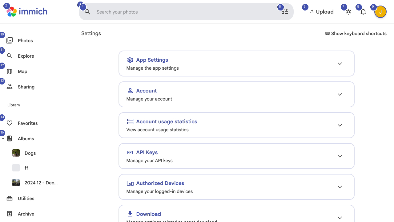 User Settings page with account configuration options